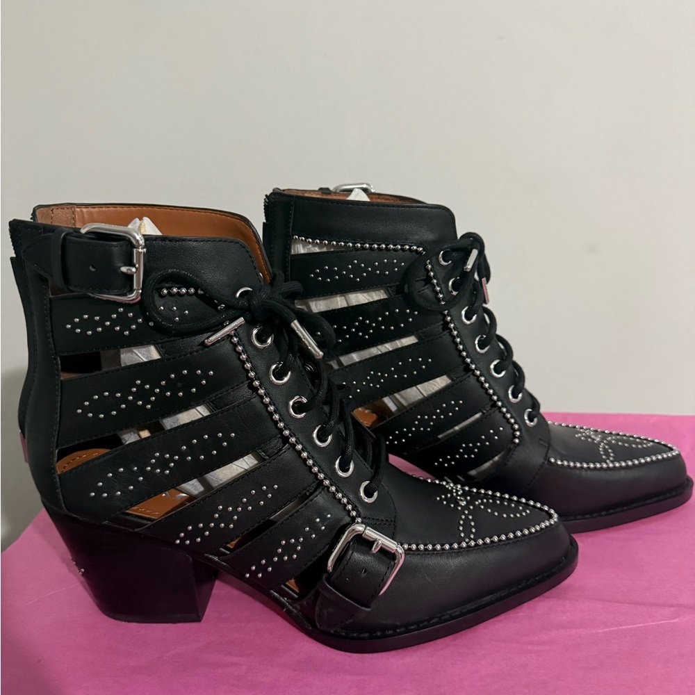 Coach Black Studded Paisley ankle boots NIB